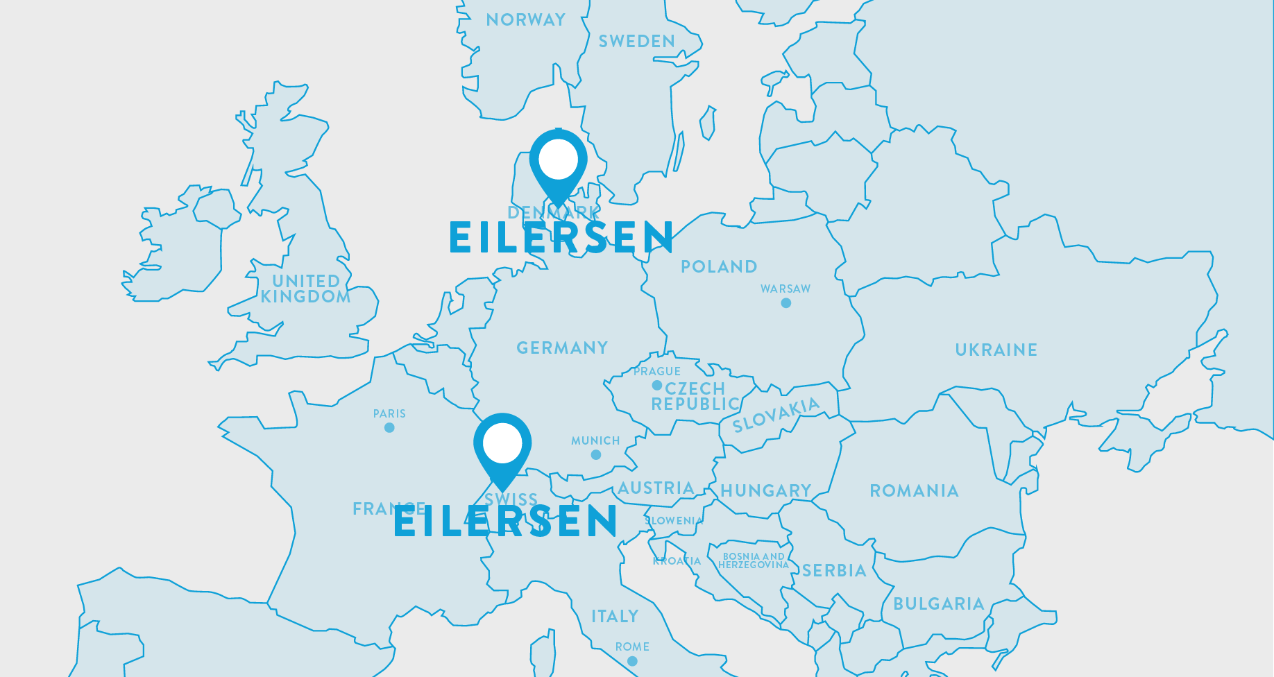 Eilersen wird auf einer Landkarte eingezeichnet (Dänemark und Schweiz) 